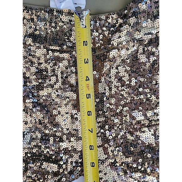 ALICE + OLIVIA SCOOP Gold Sequin Pull-On Leggings Pants Mid Rise Sz M New - Picture 6 of 8